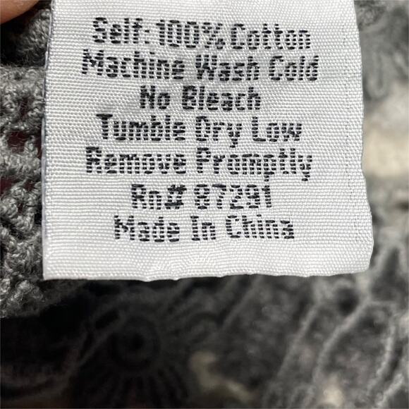 JOHNNY WAS 100% Cotton Floral Crochet Lace Open Cardigan Gray Size S - Picture 8 of 8